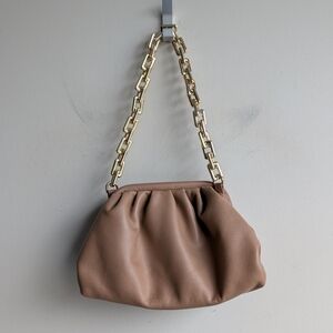 Vici Tan Faux Leather Chain Pouch Slouchy Bag
